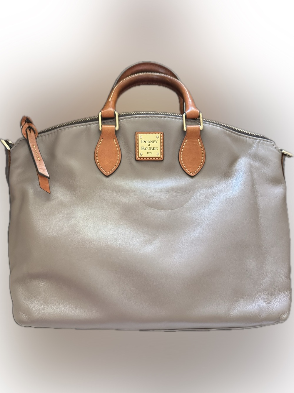 Dooney & Bourke Taupe Smooth Grain Domed Satchel BNWBY968T
